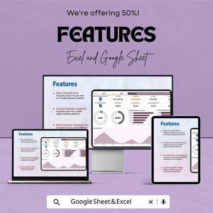 Digital Marketing Analytics Report Advertising Template | Marketing KPI Report | Ad Performance Tracker | Digital Marketing Report Template