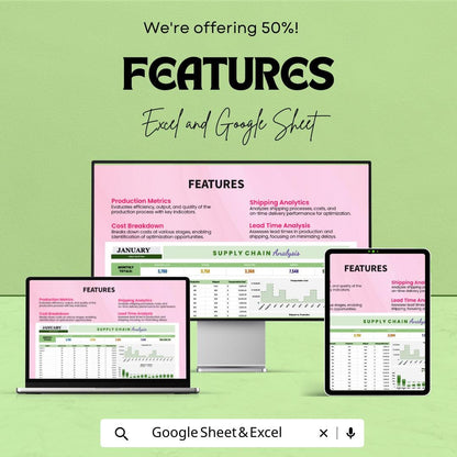 Supply Chain Analysis Template | Supply Chain Dashboard for Excel and Google Sheets | Logistics & Inventory Analytics