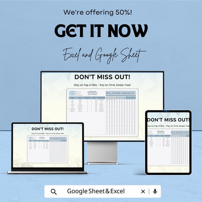 Bill Paying Checklist Template - Google Sheets, Bill Organizer, Payment Tracker, Monthly Bill Checklist, Budgeting Tool, Digital Download