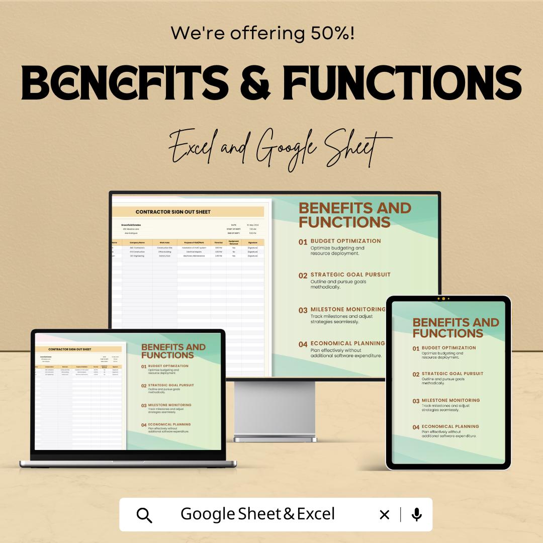 Contractor Sign Out Sheet Template | Google Sheets & Excel | Worksite Exit Log | Construction Sign Out Form | Job Site Attendance Record