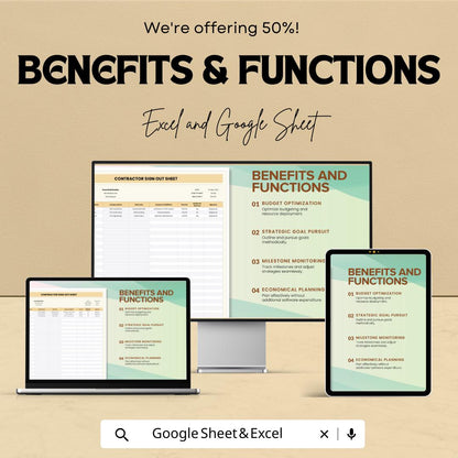 Contractor Sign Out Sheet Template | Google Sheets & Excel | Worksite Exit Log | Construction Sign Out Form | Job Site Attendance Record