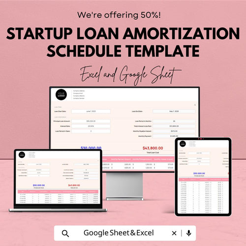 Startup Loan Amortization Schedule Template | Excel & Google Sheets Loan Calculator | Business Finance Spreadsheet