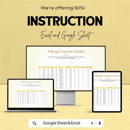 Mileage Expense Log Sheet – Track and Calculate Business/Personal Mileage | Excel & Google Sheet Template