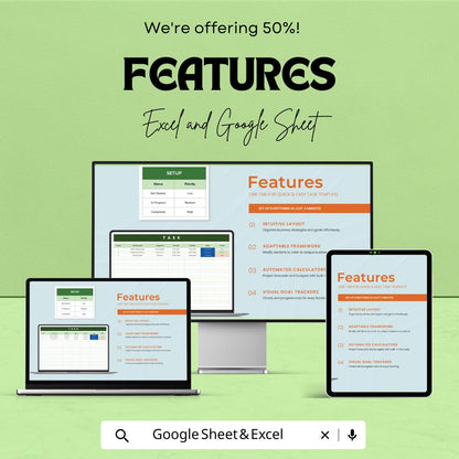 Task Sheet Template – Excel and Google Sheet | Task Management & Tracking | Organize Projects | 50% Off