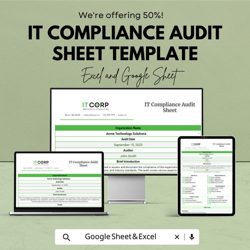 IT Compliance Audit Template Excel | IT Compliance Checklist | Internal Audit Spreadsheet | Security Compliance Tracker