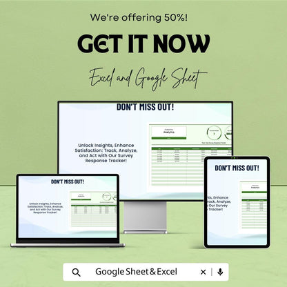 Post-Sale Survey Response Tracker Template | Customer Feedback Log | Survey Analytics Spreadsheet | Feedback Management Tool