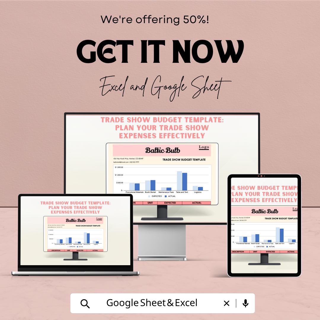 Trade Show Budget Template | Event Budget Spreadsheet | Exhibition Budget Planner | Marketing Budget Sheet
