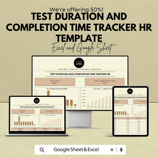 Test Duration Tracker HR Template | Test Completion Time Tracker | HR Assessment Tracker | Hiring Evaluation Tool