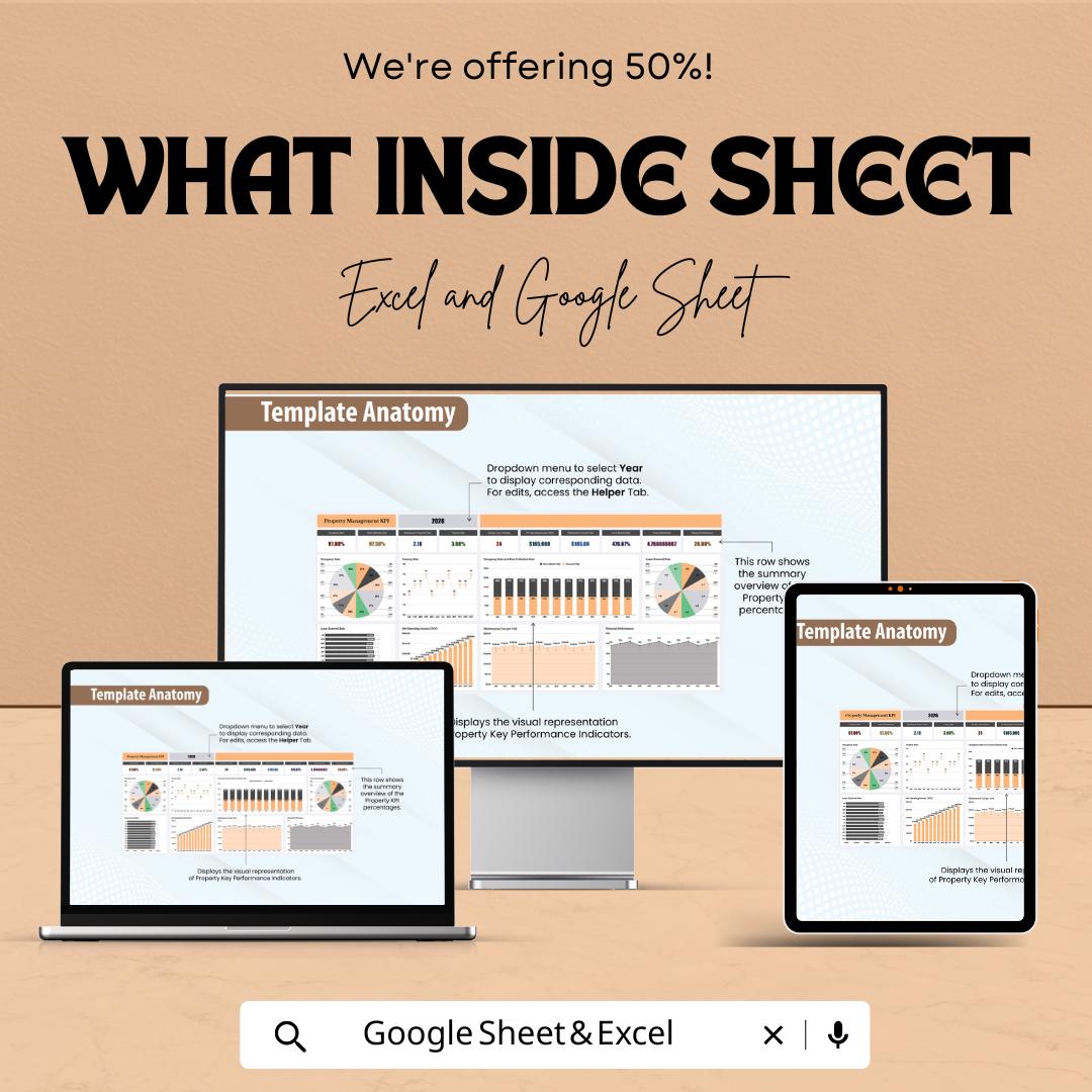 Property Management KPI Dashboard | Excel & Google Sheets | Real Estate Tracker | Rental Income Report | Occupancy Rate Analyzer