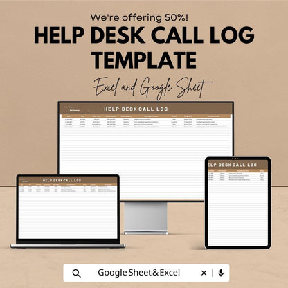 Help Desk Call Log Template Excel | IT Support Log Sheet | Customer Service Tracker | Call Tracking Spreadsheet | Google Sheets Log