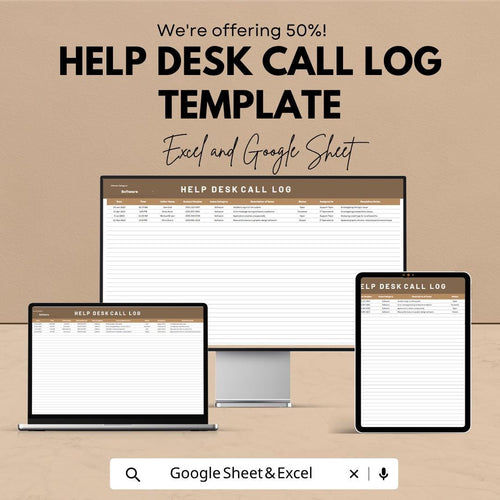 Help Desk Call Log Template Excel | IT Support Log Sheet | Customer Service Tracker | Call Tracking Spreadsheet | Google Sheets Log
