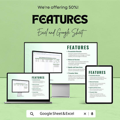 Sales Presentation Rehearsal Schedule Template | Sales Meeting Planner | Presentation Practice Schedule | Digital Download