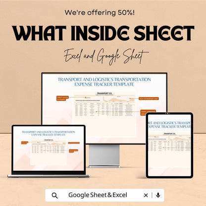 Transport and Logistics Expense Tracker Sheet | Excel & Google Sheets for Managing Transportation Costs