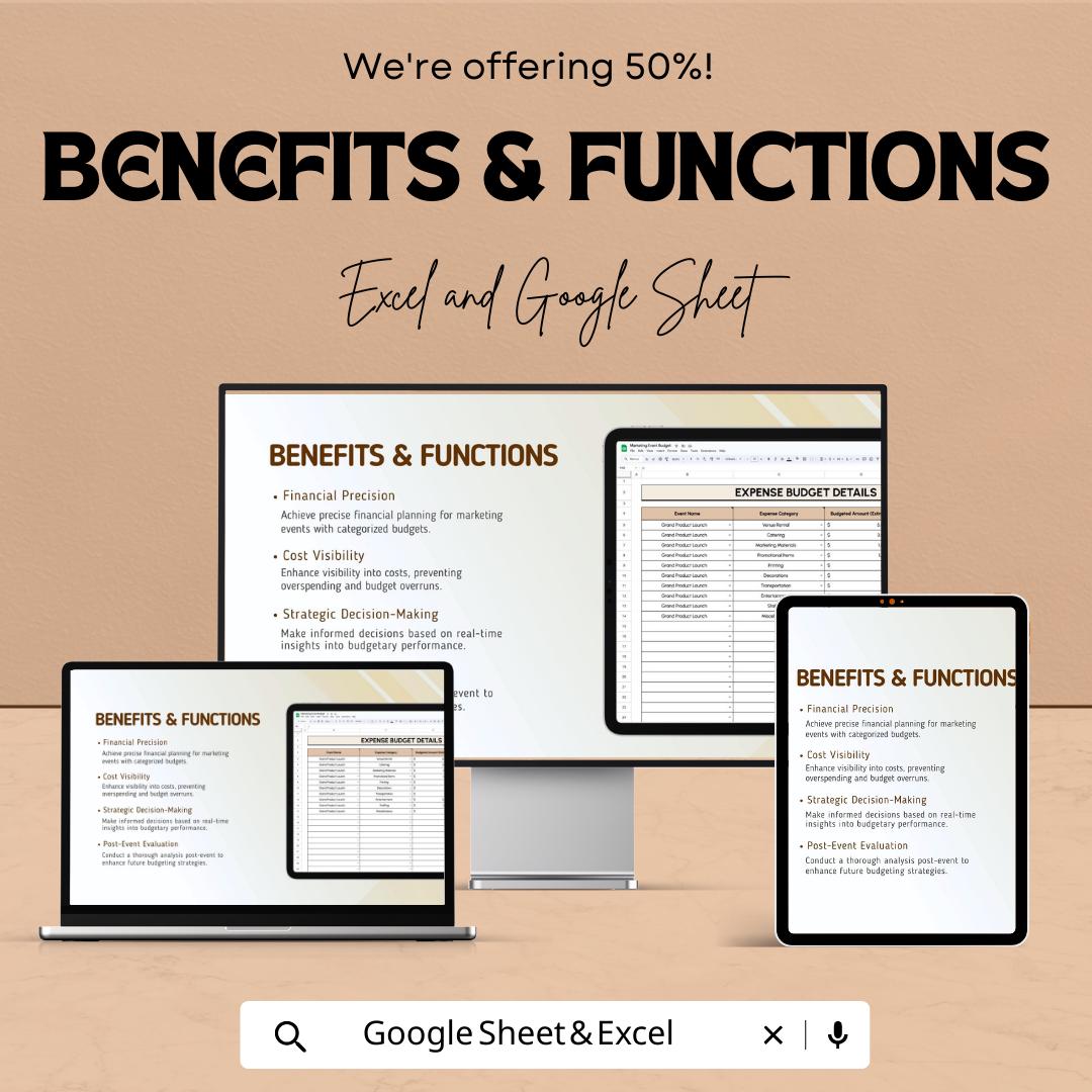 Marketing Event Budget Template, Event Budget Planner, Excel & Google Sheets Event Cost Tracker, Marketing Event Expense Spreadsheet