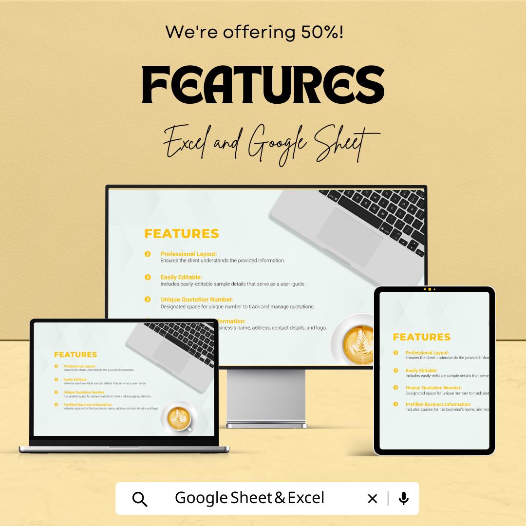 Event Photography Quotation Sheet | Excel & Google Sheets Template | Photography Service Quote | Professional Event Photography Estimate |