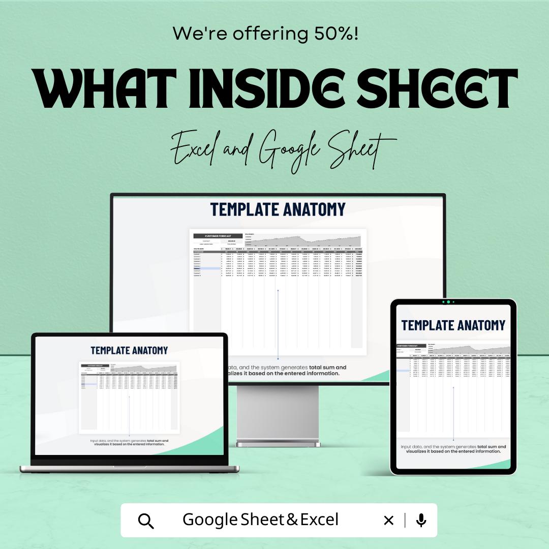 Customer Forecast Template, Sales Forecast Spreadsheet, Customer Tracking Sheet,  Business Forecast Tool, Revenue Planner