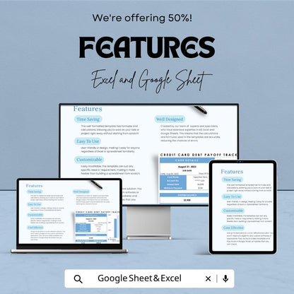 Credit Card Debt Payoff Tracker Template | Debt Snowball Spreadsheet | Budget Planner Tracker | Excel & Google Sheets | Debt Management Tool