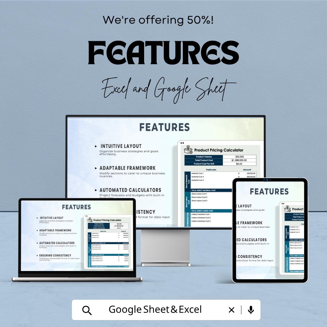 Product Pricing Calculator Template | Cost Per Unit Calculator | Business Pricing Sheet | Profit Margin Tracker | Cost Analysis Tool