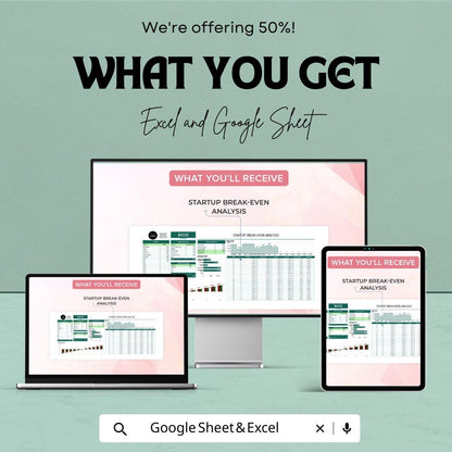 Startup Break Even Analysis Template | Excel & Google Sheets | Break Even Calculator | Business Financial Planning Spreadsheet