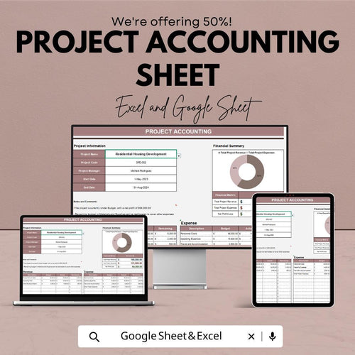 Project Accounting Sheet | Financial Tracking Template for Google Sheets  andExcel | Project Budgeting & Cost Management