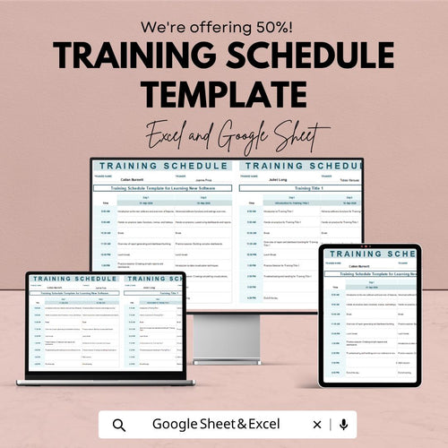 Training Schedule Template | Training Planner Excel | Employee Training Tracker Google Sheets | Training Management Template