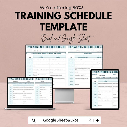 Training Schedule Template | Training Planner Excel | Employee Training Tracker Google Sheets | Training Management Template
