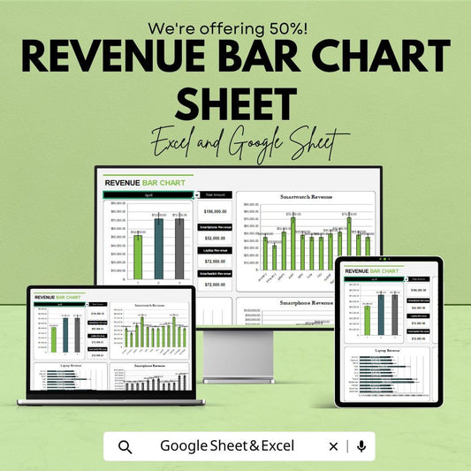 Revenue Bar Chart Template | Excel and Google Sheets | Track Sales & Analyze Revenue Trends