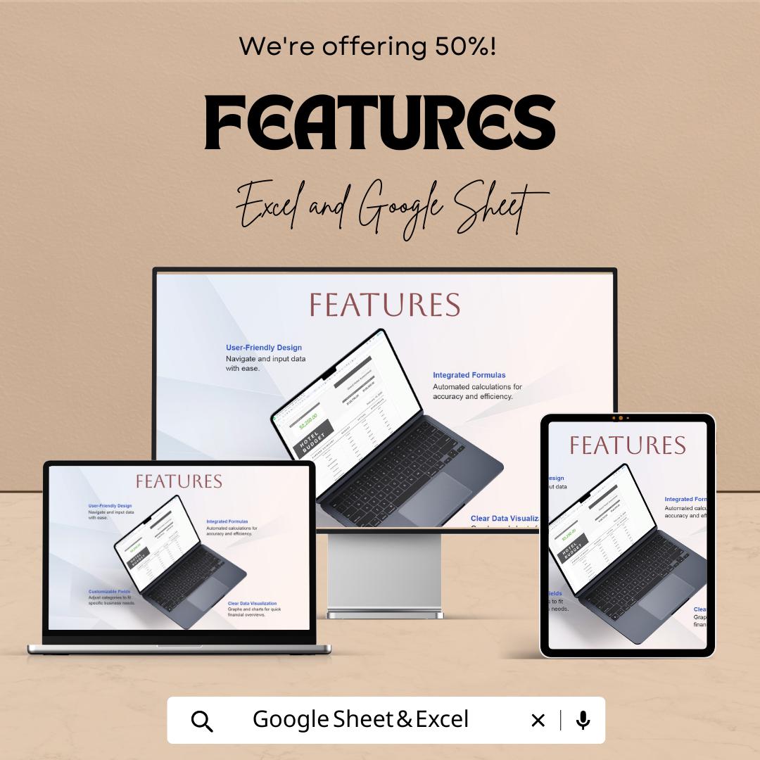 Hotel Comparison Budget Template, Hotel Cost Analysis Spreadsheet, Travel Budget Planner, Hotel Expense Tracker, Excel & Google Sheets