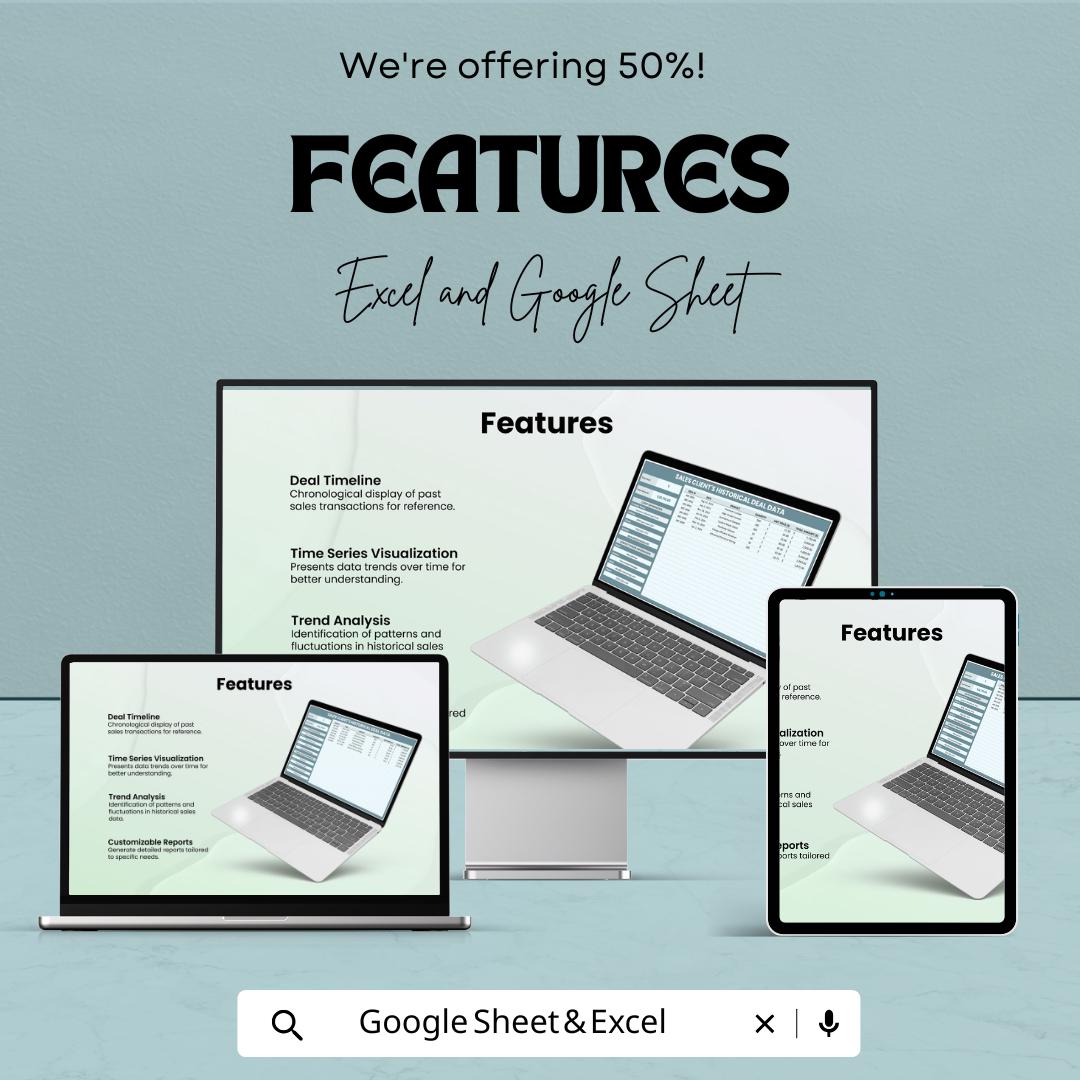 Sales Client’s Historical Deal Data Template | Excel & Google Sheets | Sales Tracker | Client Record Spreadsheet | Business CRM Sheet
