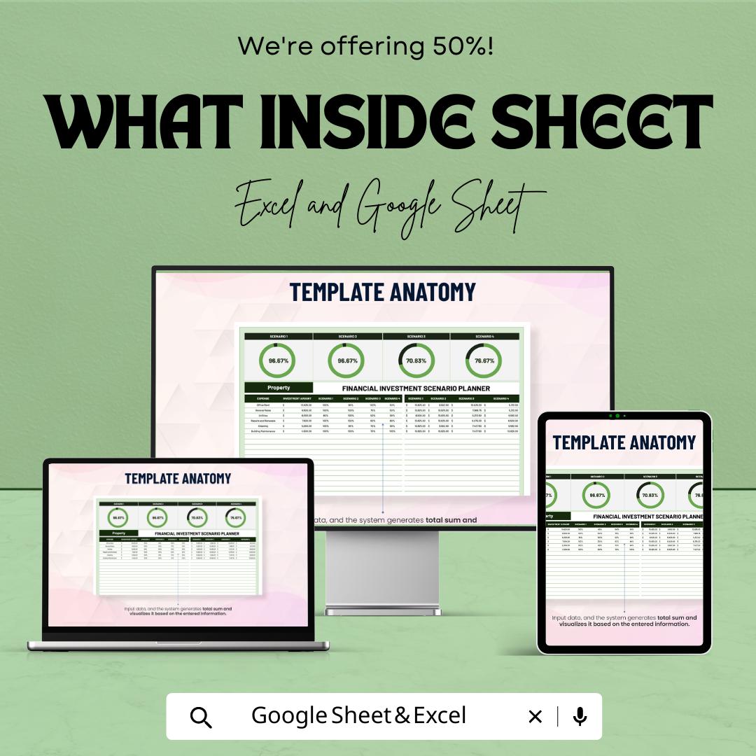 Financial Investment Scenario Planner Template, Investment Analysis Spreadsheet, Scenario Planning Tool