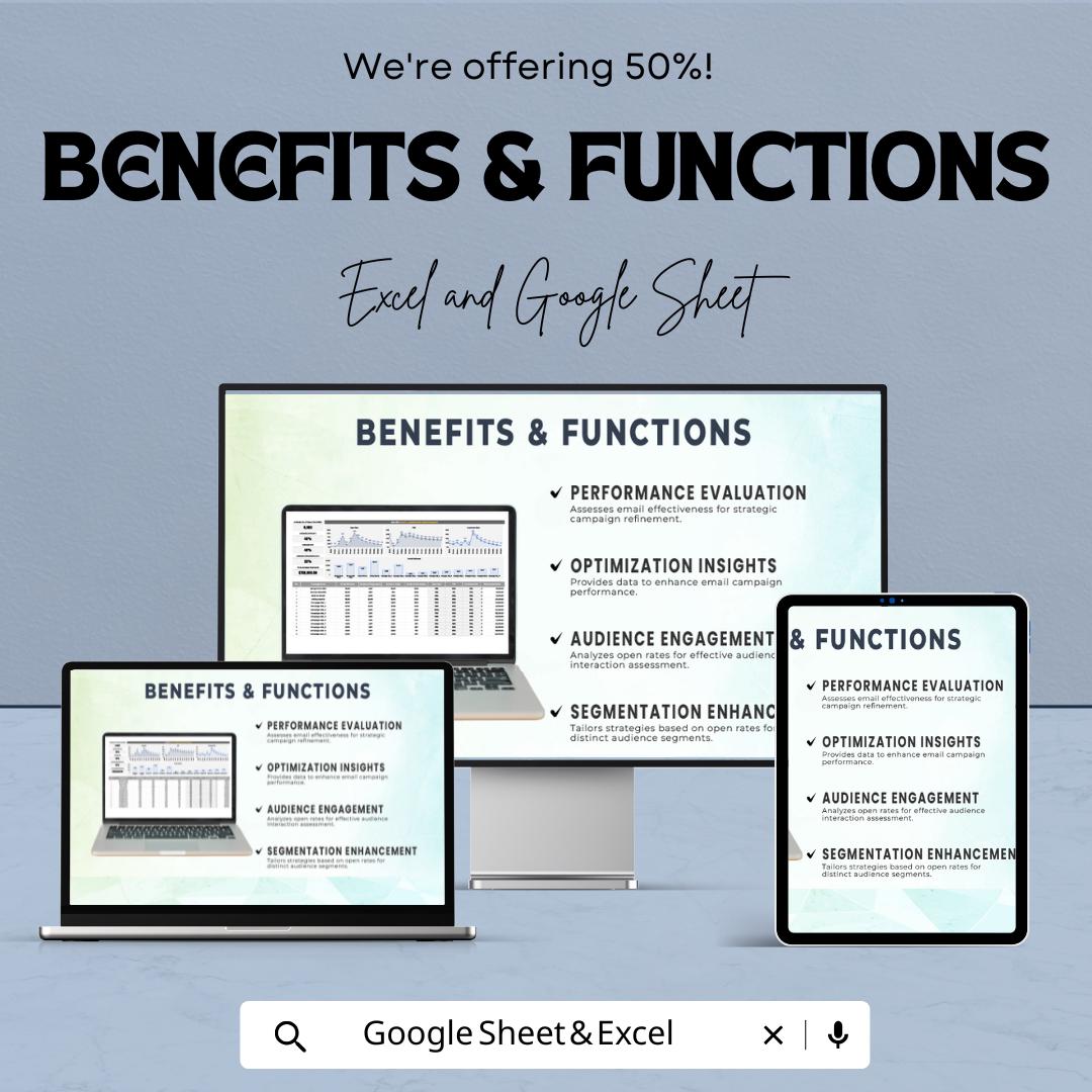 Sales Email Campaign Performance Template | Email Marketing Dashboard | Email KPI Tracker | Open Rate CTR Conversion Analytics Template