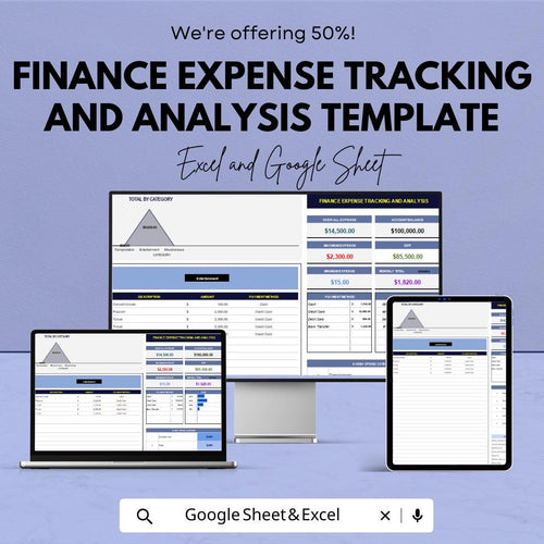 Finance Expense Tracker Spreadsheet | Expense Tracking and Analysis Template | Budget Expense Tracker | Finance Dashboard