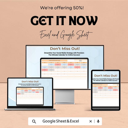 Social Media Content Calendar Template | Social Media Planner Spreadsheet | Content Scheduling Sheet | Marketing Planner