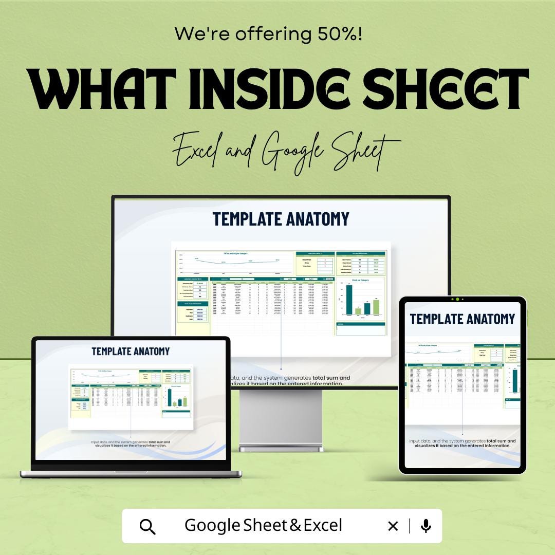 Inventory Workbook | Excel and Google Sheets Template for Inventory Management | Stock Tracking & Valuation Workbook