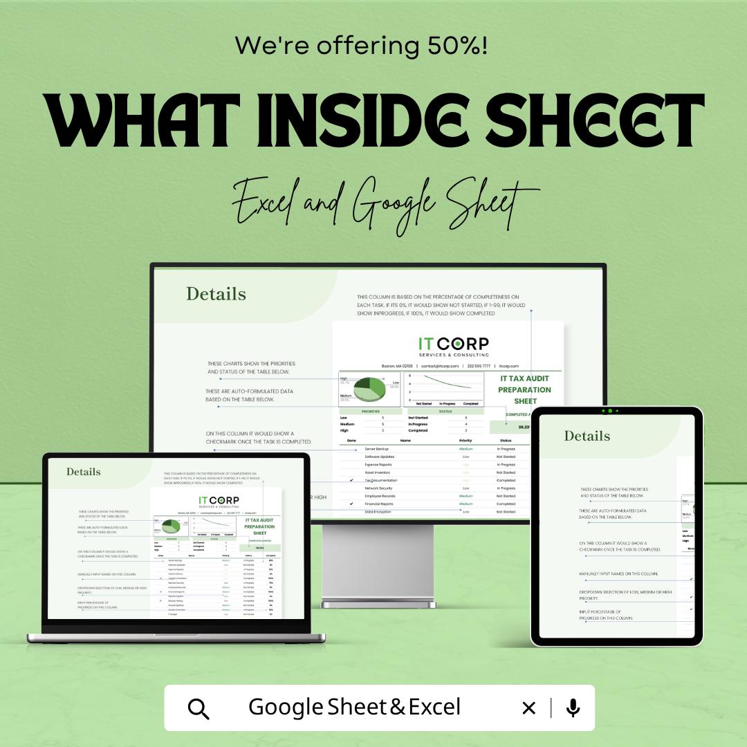 IT Tax Audit Preparation Template | Tax Audit Checklist Spreadsheet | Audit Tracker | Compliance Sheet | Audit Planning Tool
