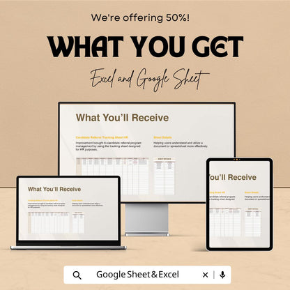 Candidate Referral Tracking Sheet HR Template | Employee Referral Program Tracker | Recruitment Pipeline Spreadsheet