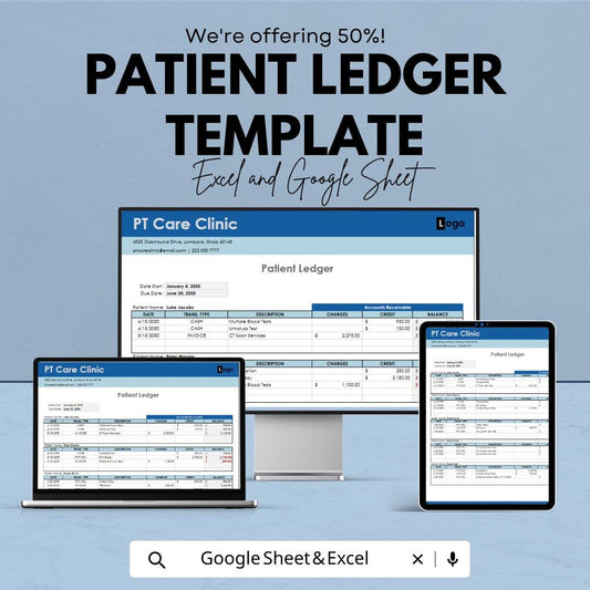 Patient Ledger Template for Excel & Google Sheets | Medical Billing Spreadsheet | Healthcare Payment Tracker | Clinic Billing Ledger |
