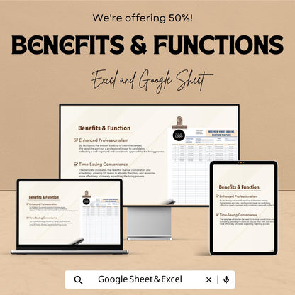 Interview Venue Booking Sheet HR Template, Interview Schedule Tracker, Recruitment Planner, Candidate Booking Spreadsheet