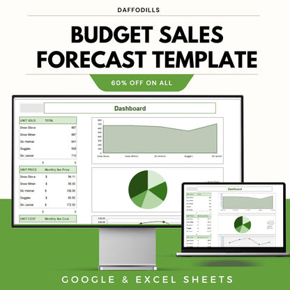 Budget Sales Forecast Template, Sales Forecast Spreadsheet, Revenue Projection Tool, Google Sheets Excel