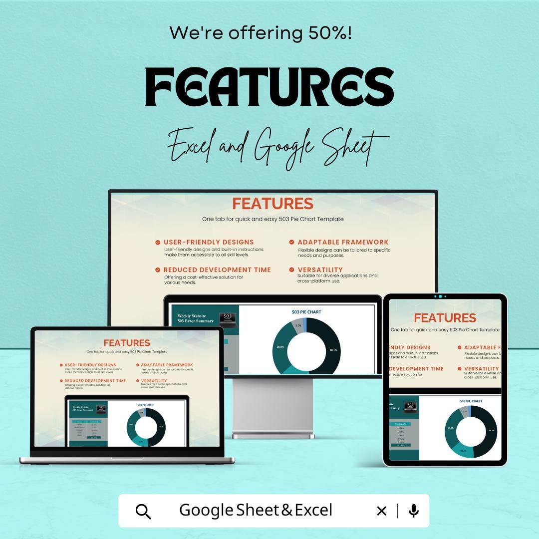 503 Pie Chart Sheet – Excel & Google Sheets Template | Customizable Data Visualization | 50% Off