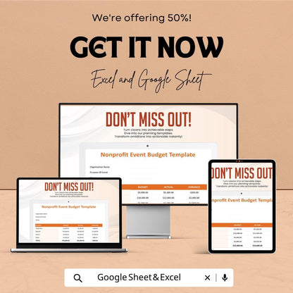 Nonprofit Event Budget Template | Event Budget Spreadsheet | Fundraising Budget Planner | Charity Event Budget Tracker