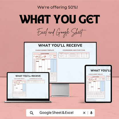 Class Planner Template | Student Planner | Weekly Schedule Planner | Study Planner | Excel & Google Sheets | Academic Tracker