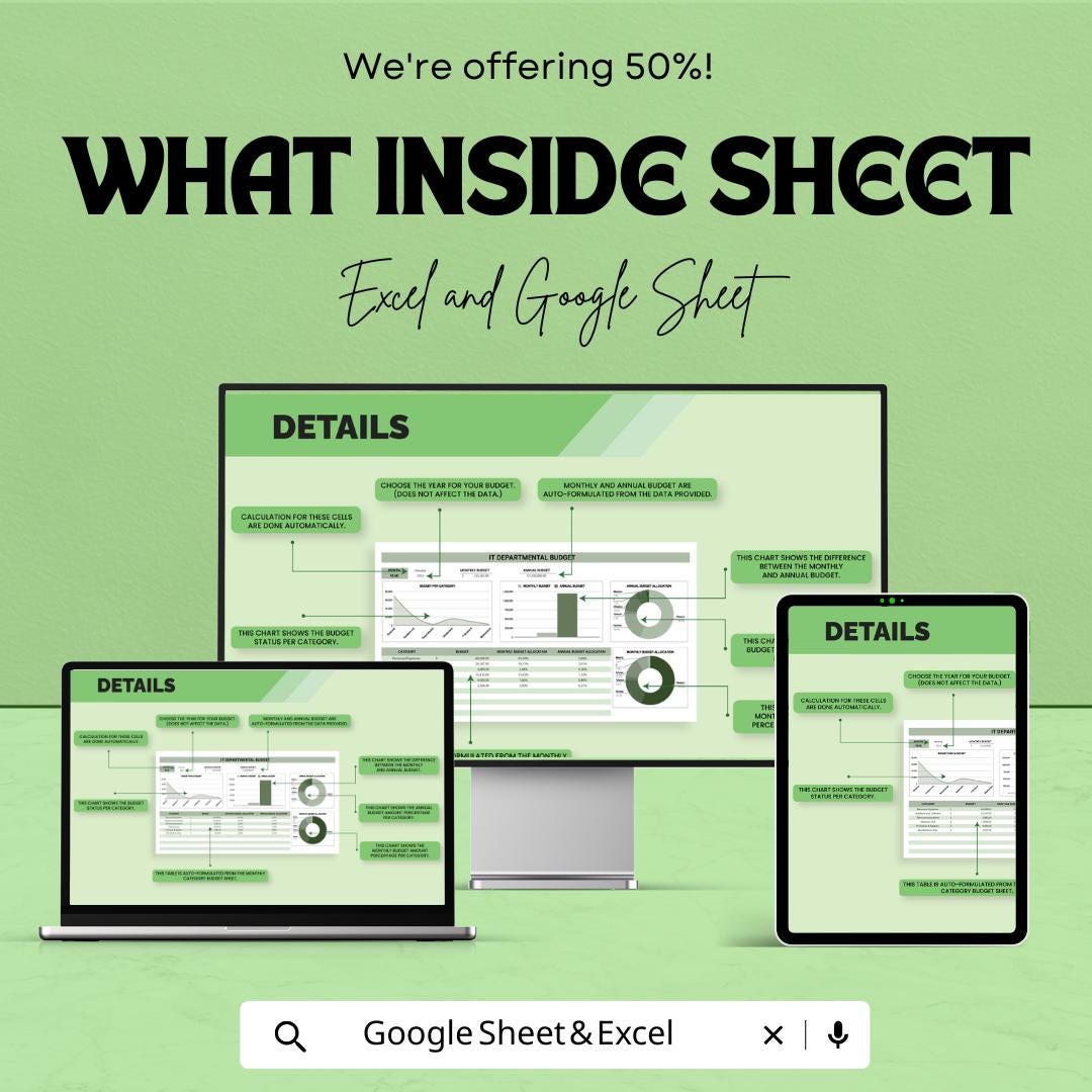 IT Departmental Budget Template | IT Department Budget Spreadsheet | Excel & Google Sheets Budget Planner | IT Financial Planning Tool