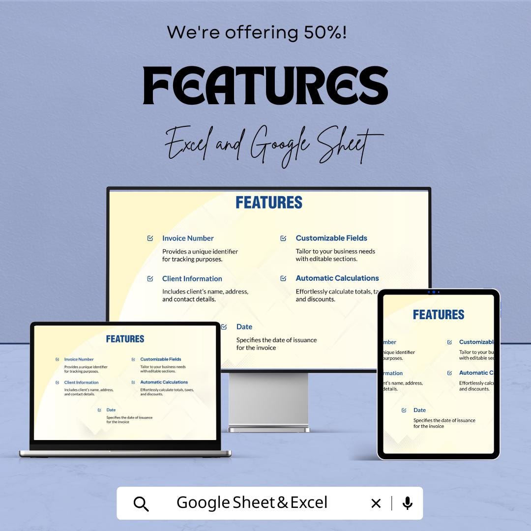 Basic Invoice Template | Business Billing Spreadsheet | Printable Invoice Form | Small Business Invoice Template