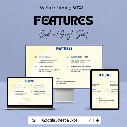 Basic Invoice Template | Business Billing Spreadsheet | Printable Invoice Form | Small Business Invoice Template
