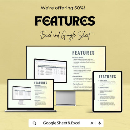 Sales Training Materials Inventory Template | Excel & Google Sheets | Training Resource Tracker | Sales Training Planner | Digital Download