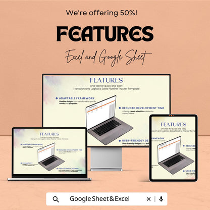Transport & Logistics Sales Pipeline Tracker | Excel and Google Sheet CRM Template | Lead Tracker for Freight, Fleet and Trucking
