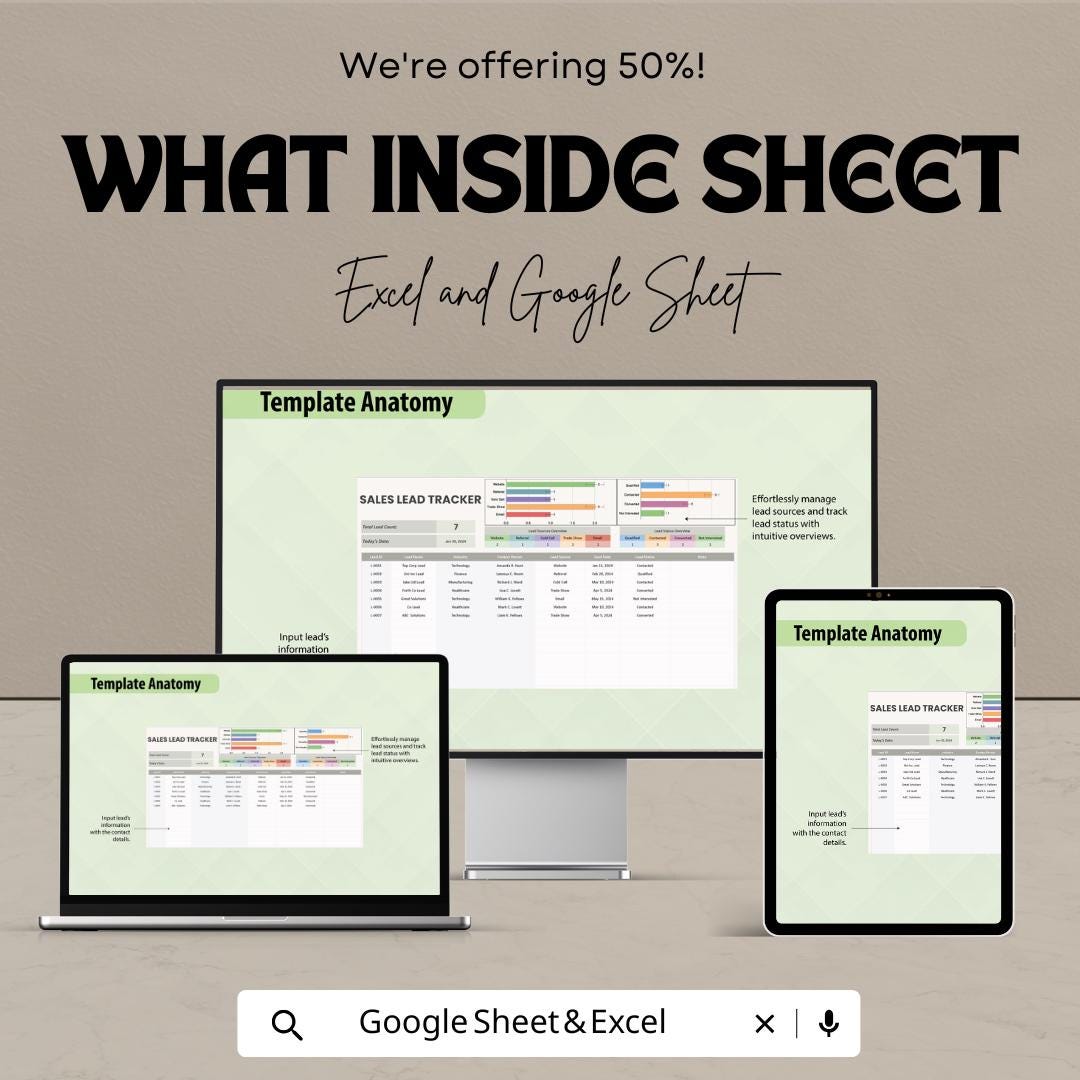 Sales Lead Tracker Template | Excel & Google Sheet | CRM Sales Pipeline Tracker | Lead Management Spreadsheet | Business Sales Tracking