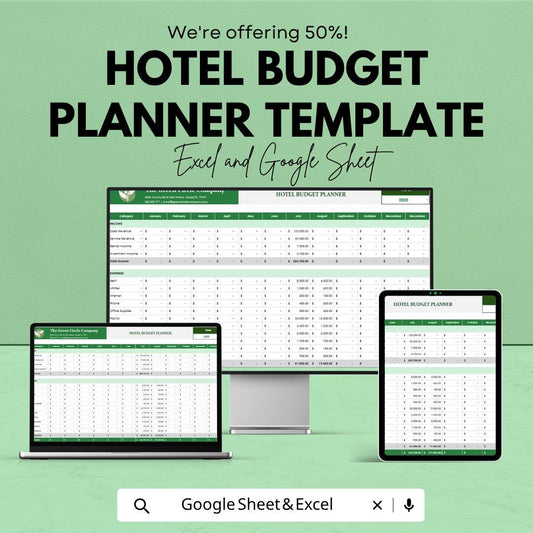 Hotel Budget Planner Excel Template | Hotel Financial Planning Spreadsheet | Hospitality Budget Tracker | Expense & Revenue Tracker