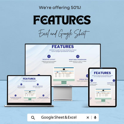 Marketing Product Launch Budget Spreadsheet Template | Business Budget Planner | Marketing Expense Tracker | Financial Planning Sheet